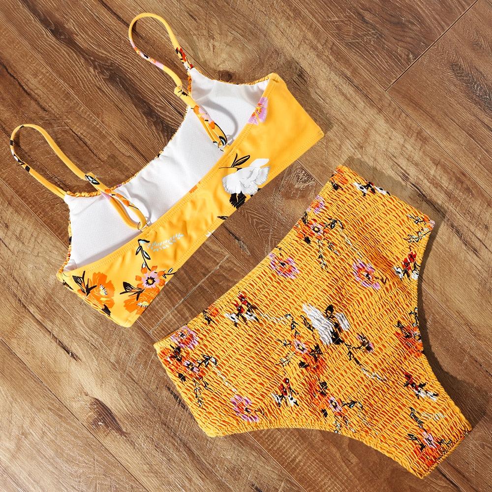 Swimsuit Women Bikini Plus Size High Cut Bathing Suit High Waist Bikini Set Women's Bikini Set Two Piece Cute Swimsuits Ruffle Off Shoulder Bathing Suit With High Waist Bottoms