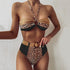 Women Luxury Leopard High Waist Bikini  Swimsuit Women's Push Up Bra Tie Side Cutout Bikini Set High Cut Padded Solid Bating Suit Swimwear Female Bikini Set Bathing Suit