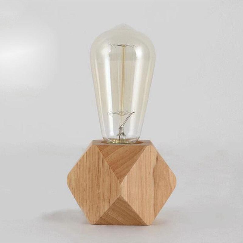 Modern table lamp E27 Wooden desk lamp Diamond bedside lamp for home/bedroom/living room decor EU-Plug Wooden Base Decorative Table Lamp Cute Study Lamps for Bedroom Décor