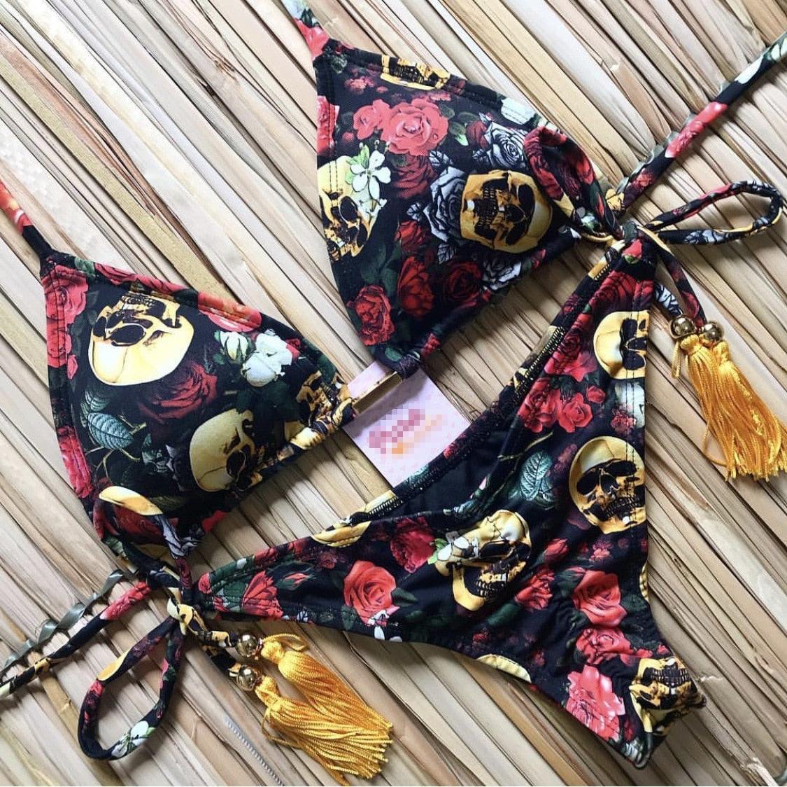 Popular Women's Beachwear  Bikini Set Swimwear Push-Up Padded Swimsuit Floral Bikini Set Low Rise Ruffled Two Pieces Swimsuit Push Up Bathing Suit Swimwear