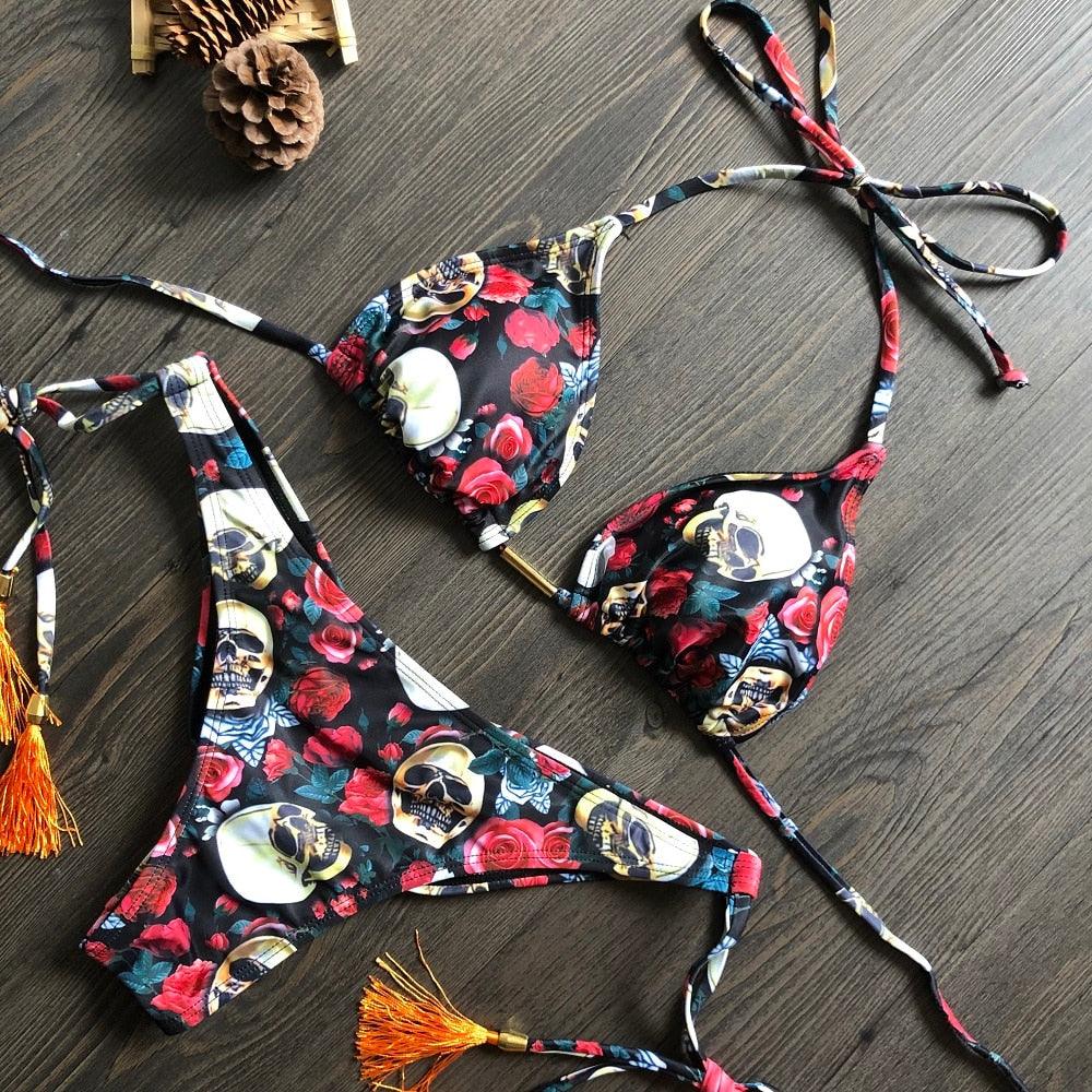 Popular Women's Beachwear  Bikini Set Swimwear Push-Up Padded Swimsuit Floral Bikini Set Low Rise Ruffled Two Pieces Swimsuit Push Up Bathing Suit Swimwear