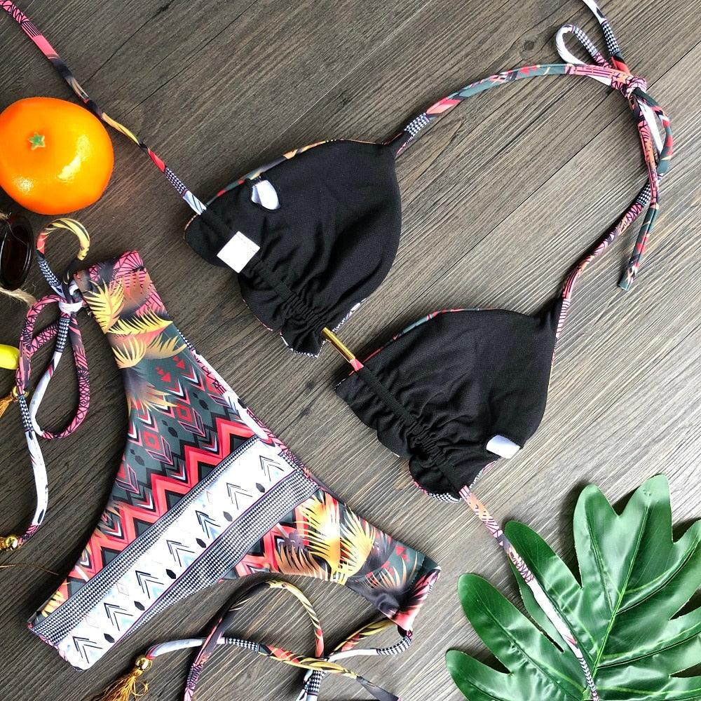 Popular Women's Beachwear  Bikini Set Swimwear Push-Up Padded Swimsuit Floral Bikini Set Low Rise Ruffled Two Pieces Swimsuit Push Up Bathing Suit Swimwear