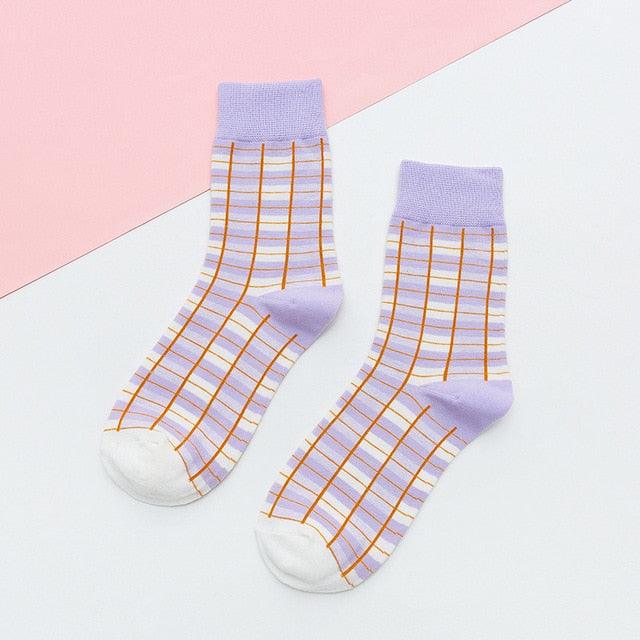 1 Pair Keep Warm Knee-high Socks for Socks Rhombus Pattern Autumn Winter Cotton College Style Socks Running Climbing Fashion Socks For Men And Women