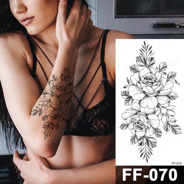 Waterproof Temporary Black Tattoo Sticker Peony Flower Snake Sketch Luxury Big Tattoo For Womens - STEVVEX Beauty - 103, Arm Tattoo, Beauty, Big Tattoo, Black Tattoos, Body Tattoo, Extra Large Tattoo, Fashion Tattoo, Flower Tattoo, Girls Tattoo, Large Black Tattoo, Leg Tattoo, Lotus Tattoo, Luxury Tattoo, Modern Tatoos, Sketch Tattoo, Stylish Tattoo, Tattoo, Waterproof Tattoo, Women Tattoo, Womens Tattoo - Stevvex.com