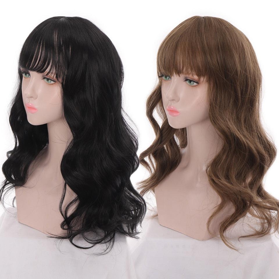 Synthetic Wigs For Women Daily Cosplay Long Water Wave  Lolita Wig With Bangs Cold Brown Heat Resistant Hair Bob Wigs For Black Women Cosplay Wigs For Women Gifts for Girlfriends