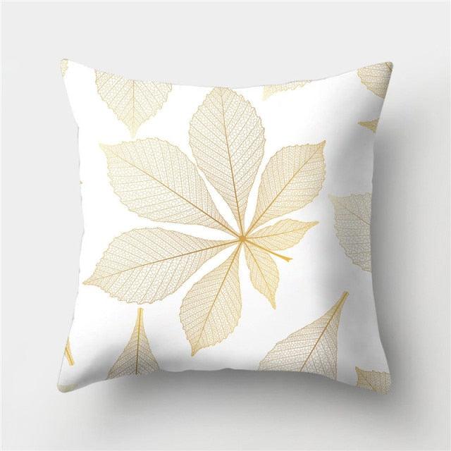 Tropical Leaf Flower Green Yellow Pillowcase Decorative Throw Pillow Case Cushion Cover Gold Stamping Leaves Polyester Cushion Cover Throw Pillow Decorative Cushions Home Decor Pillow Covers