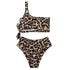 Women Leopard Print Swimsuit Women's Bikini One Shoulder Top High Waist Bottom Two Piece Swimsuits Women Push Up Bikini Set One Shoulder Beachwear Summer Leopard Bathing Suit High Waist Swimwear For Women