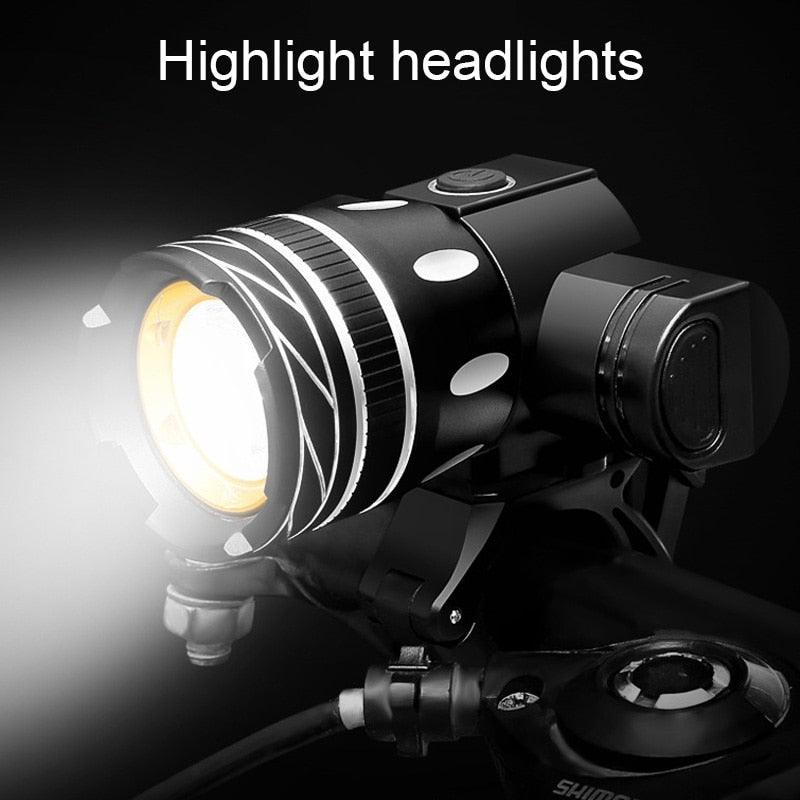 LED Headlight For Bike Electric Scooter USB Rechargeable LED Light Front Lamp High Lumens Brightness Bicycle Light Front With Strong Battery Portable Waterproof Flashlight For Night Cycling - STEVVEX Sport - 224, Bicycle Light, Bicycle Light Decoration, bike, bike accessories, Bike Front Light, Bike Headlight, Front Bike Headlight, Headlight, LED Bike Front Light, Led Bike Headlight, Safety Warning Bike Light, Safety Warning Light, Warning bike headlight, Waterproof Headlight - Stevvex.com