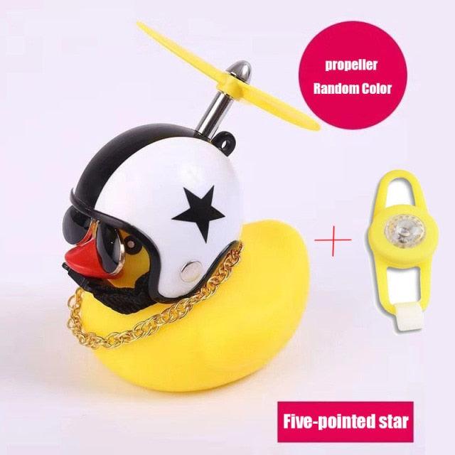 Yellow Small Bike Duck Bicycle Bell Luminous Normal Duck Ducky Bicycle Airscrew Helmet Wind Motor Riding Cycling Lights Horn Rubber Duck Helmet Bike Horn Bell Car Decoration Bicycle Horn