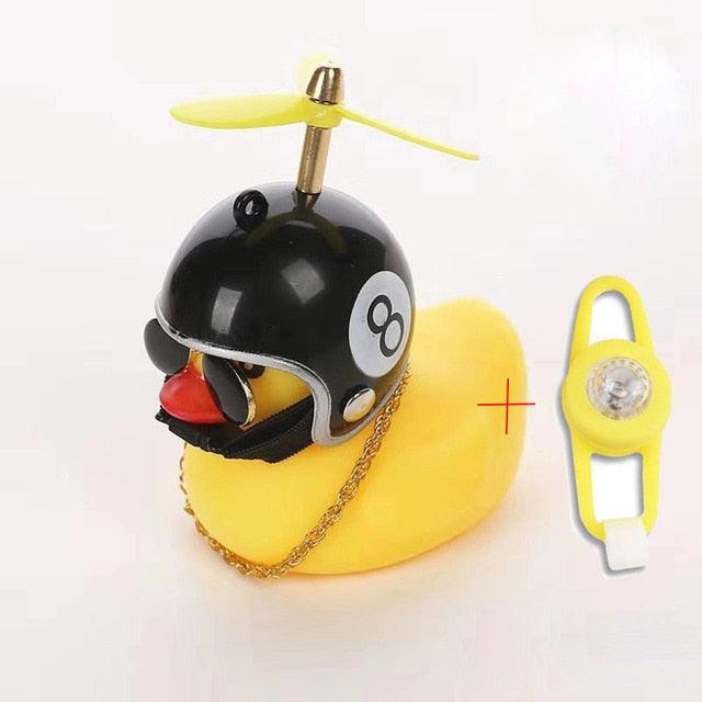 Yellow Small Bike Duck Bicycle Bell Luminous Normal Duck Ducky Bicycle Airscrew Helmet Wind Motor Riding Cycling Lights Horn Rubber Duck Helmet Bike Horn Bell Car Decoration Bicycle Horn