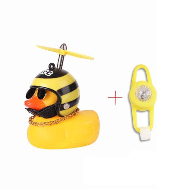 Yellow Small Bike Duck Bicycle Bell Luminous Normal Duck Ducky Bicycle Airscrew Helmet Wind Motor Riding Cycling Lights Horn Rubber Duck Helmet Bike Horn Bell Car Decoration Bicycle Horn