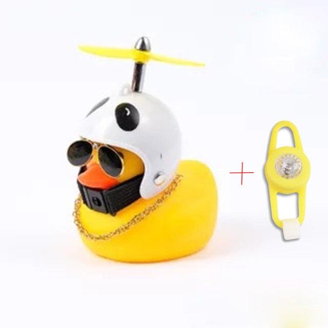 Yellow Small Bike Duck Bicycle Bell Luminous Normal Duck Ducky Bicycle Airscrew Helmet Wind Motor Riding Cycling Lights Horn Rubber Duck Helmet Bike Horn Bell Car Decoration Bicycle Horn