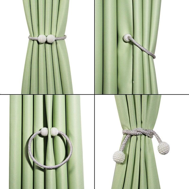 Magnetic Curtain Clip Room Accessories Pearl Ball Curtains Holder Tieback Home Decor Hanging Ball Buckle Tie Back Curtain Tiebacks Pearl Ball Home Curtain Buckle The Most Convenient Tie Backs Weave Clips Rope Straps Holder