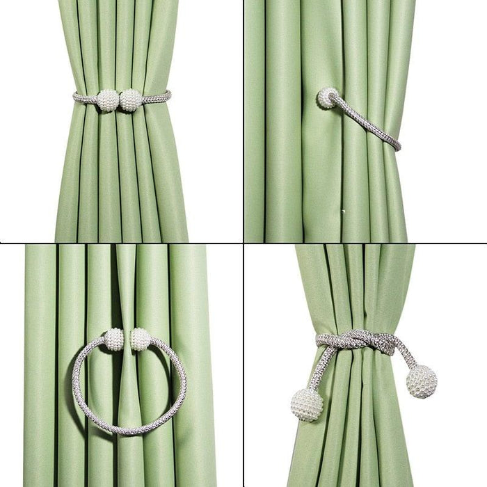 Magnetic Curtain Clip Room Accessories Pearl Ball Curtains Holder Tieback Home Decor Hanging Ball Buckle Tie Back Curtain Tiebacks Pearl Ball Home Curtain Buckle The Most Convenient Tie Backs Weave Clips Rope Straps Holder