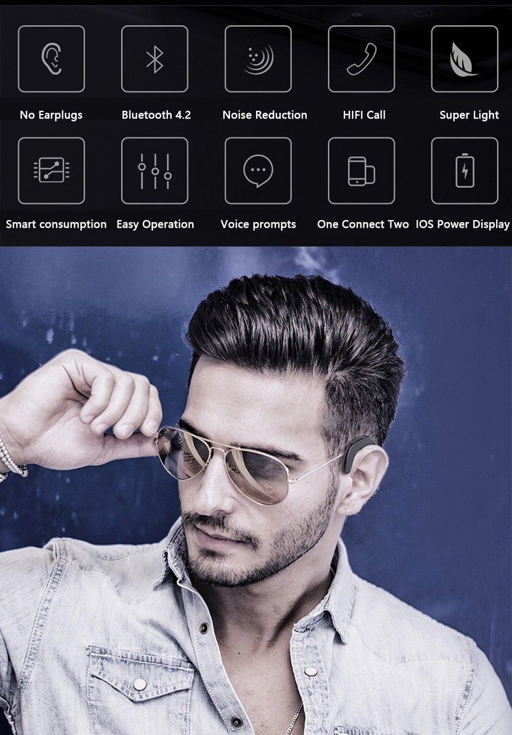 Modern Wireless Bluetooth Headphone Single Earphone Earbuds Exquisite Headset Wireless  Bone Conduction Earphones Business Earbuds Bluetooth 4.1 Headphones Over Ear Hooks Handsfree Bone Conduction Earphones Headphones With Microphone