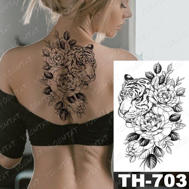 Luxury Big Waterproof Temporary Sticker Tattoo Large Flowers And Animals Body Tattos For Womens - STEVVEX Beauty - 103, 3D Tattoo, Animal Tattoo, Arm Tattoo, Beauty, Big Flowers Tattoo, Big Tattoo, Black Tattoos, Body Tattoo, Butterfly Tattoo, Colorful Tattoo, Fashion Tattoo, Girls Tattoo, Leg Tattoo, Luxury Tattoo, Modern Tatoos, Stylish Tattoo, Tattoo, Waterproof Tattoo, Wolf Tattoo, Women Tattoo, Womens Tattoo - Stevvex.com