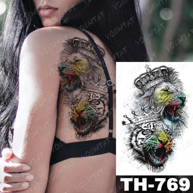 Luxury Big Waterproof Temporary Sticker Tattoo Large Flowers And Animals Body Tattos For Womens - STEVVEX Beauty - 103, 3D Tattoo, Animal Tattoo, Arm Tattoo, Beauty, Big Flowers Tattoo, Big Tattoo, Black Tattoos, Body Tattoo, Butterfly Tattoo, Colorful Tattoo, Fashion Tattoo, Girls Tattoo, Leg Tattoo, Luxury Tattoo, Modern Tatoos, Stylish Tattoo, Tattoo, Waterproof Tattoo, Wolf Tattoo, Women Tattoo, Womens Tattoo - Stevvex.com