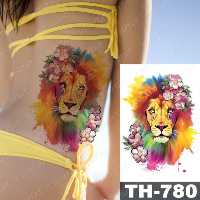 Luxury Big Waterproof Temporary Sticker Tattoo Large Flowers And Animals Body Tattos For Womens - STEVVEX Beauty - 103, 3D Tattoo, Animal Tattoo, Arm Tattoo, Beauty, Big Flowers Tattoo, Big Tattoo, Black Tattoos, Body Tattoo, Butterfly Tattoo, Colorful Tattoo, Fashion Tattoo, Girls Tattoo, Leg Tattoo, Luxury Tattoo, Modern Tatoos, Stylish Tattoo, Tattoo, Waterproof Tattoo, Wolf Tattoo, Women Tattoo, Womens Tattoo - Stevvex.com