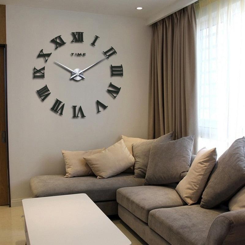 Wall Clock Promotion New Home Decor Large Roman Mirror 3D Wall Clock Mirror Surface Decorative Clock Large Wall Sticker Clock for Living Room Bedroom Office Home Decorations Fashion  Modern Quartz Clocks Living Room  Sticker Watch