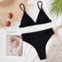 Bikini Swimwear Swimsuit Women Solid Bathing Suit Bikini Set With Pad Female High Waist Beachwear Women Bikini Swimsuits 2 Piece Deep V Neck Swimwear Adjustable Strap Back Bathing Suits