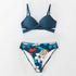 Push Up Floral Bikini Sets Women Two Pieces Swimsuits Women's Bathing Suits Push Up Halter Bandage Bikini Floral Printing Swim Bottoms Two Piece Swimsuits New Girl Beach Bathing Suits Swimwear