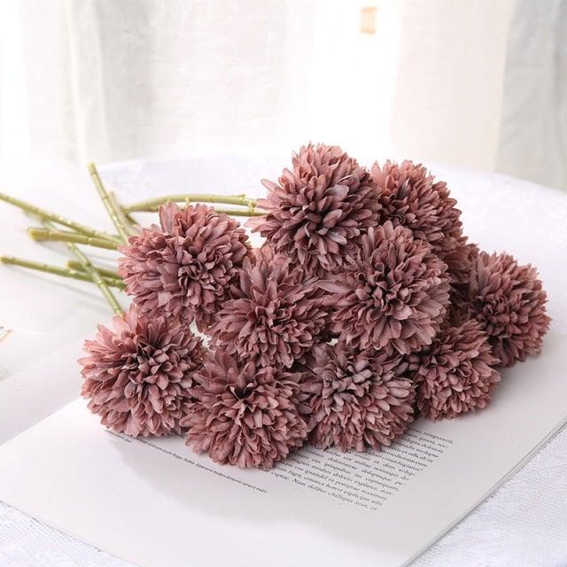 Silk Flower Arrangements Bunch Artificial Flower Bouquet Ball Fake Flowers Home Widding Decoration Valentines Day Gifts