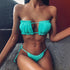 Women Luxury Leopard High Waist Bikini  Swimsuit Women's Push Up Bra Tie Side Cutout Bikini Set High Cut Padded Solid Bating Suit Swimwear Female Bikini Set Bathing Suit