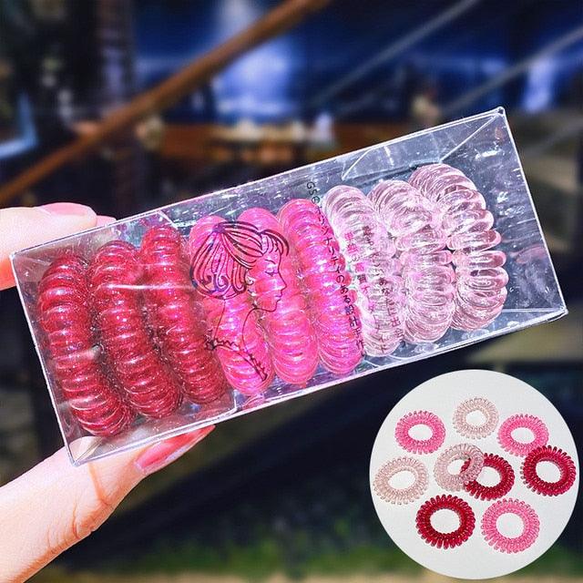 9pcs/set Telephone Colorful Hair Ties Woman Elastic Hairband Ponytail Holders Hair Ropes Wires Scrunchies Elastic Hair Bands Kid Ponytail Holder Tie Gum Hair Accessories