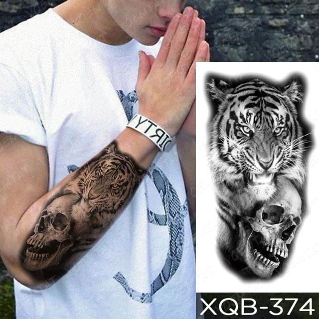 Elegant Black Waterproof Temporary Tattoo Sticker Lion Tiger Bear Flash Tattoos Leopard Wolf Colorful Big Tattoo Stickers For Mens Womens - STEVVEX Beauty - 103, 3D Tattoo, Animal Tattoo, Arm Tattoo, Back Tattoo, Beauty, Big Tattoo, Black Tattoos, Body Tattoo, Fashion Tattoo, Large Tattoo, Leg Tattoo, Lion Tattoo, Luxury Tattoo, Men Tattoo, Mens Tattoo, Realistic Tattoo, Tattoo, Tiger Tattoo, Waterproof Tattoo, Wolf Tattoo, Women Tattoo - Stevvex.com