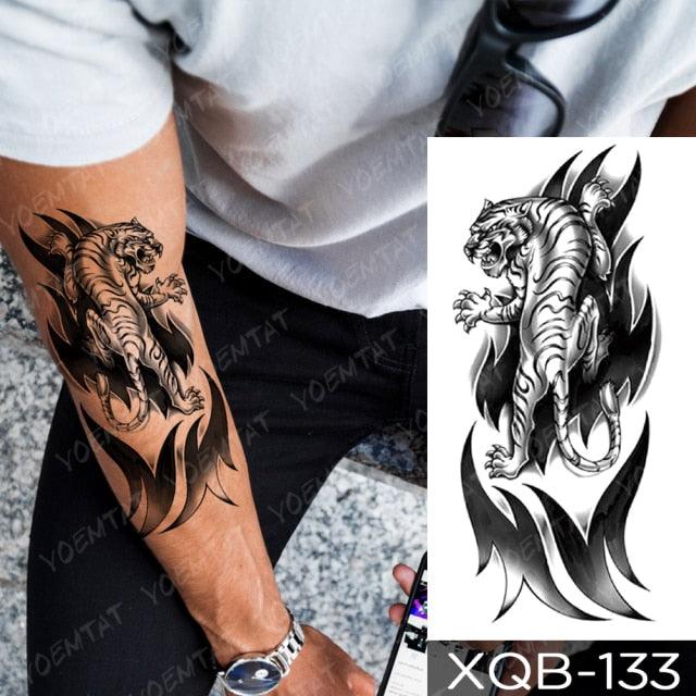 Elegant Black Waterproof Temporary Tattoo Sticker Lion Tiger Bear Flash Tattoos Leopard Wolf Colorful Big Tattoo Stickers For Mens Womens - STEVVEX Beauty - 103, 3D Tattoo, Animal Tattoo, Arm Tattoo, Back Tattoo, Beauty, Big Tattoo, Black Tattoos, Body Tattoo, Fashion Tattoo, Large Tattoo, Leg Tattoo, Lion Tattoo, Luxury Tattoo, Men Tattoo, Mens Tattoo, Realistic Tattoo, Tattoo, Tiger Tattoo, Waterproof Tattoo, Wolf Tattoo, Women Tattoo - Stevvex.com