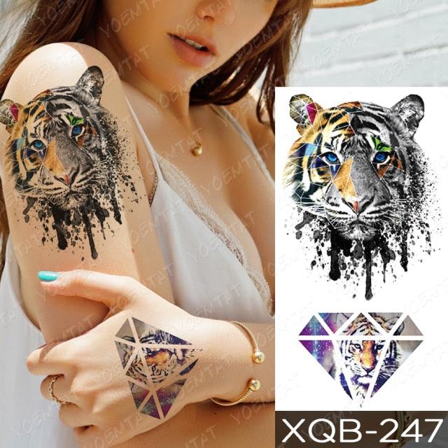 Elegant Black Waterproof Temporary Tattoo Sticker Lion Tiger Bear Flash Tattoos Leopard Wolf Colorful Big Tattoo Stickers For Mens Womens - STEVVEX Beauty - 103, 3D Tattoo, Animal Tattoo, Arm Tattoo, Back Tattoo, Beauty, Big Tattoo, Black Tattoos, Body Tattoo, Fashion Tattoo, Large Tattoo, Leg Tattoo, Lion Tattoo, Luxury Tattoo, Men Tattoo, Mens Tattoo, Realistic Tattoo, Tattoo, Tiger Tattoo, Waterproof Tattoo, Wolf Tattoo, Women Tattoo - Stevvex.com