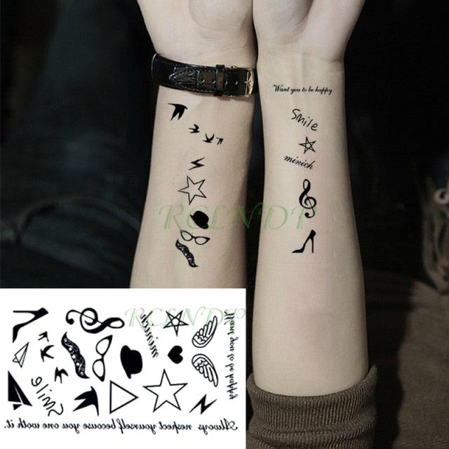 Elegant Waterproof Tattoo Sticker Sun Moon Fake Tatto Fashion Moon Temporary Fun Sun Wave Magic Tatoos For Womens Mens