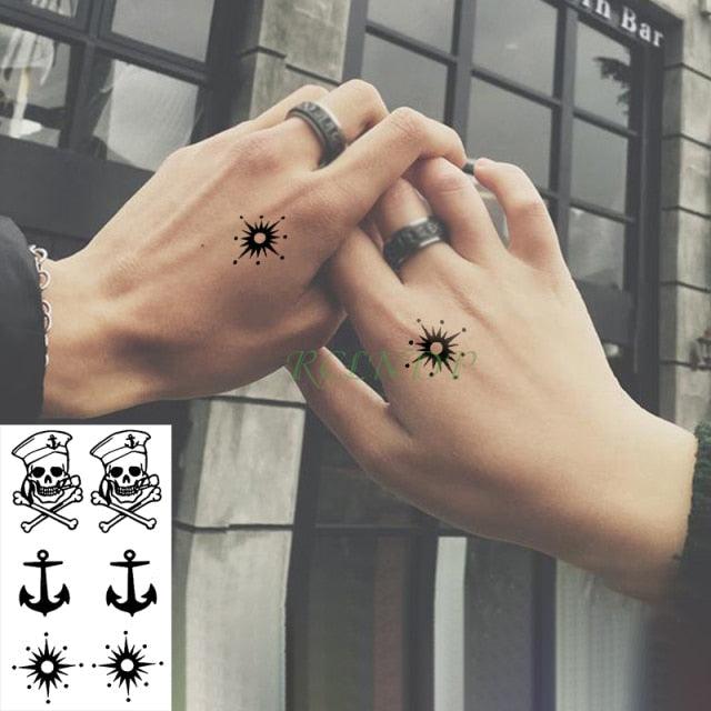 Elegant Waterproof Tattoo Sticker Sun Moon Fake Tatto Fashion Moon Temporary Fun Sun Wave Magic Tatoos For Womens Mens