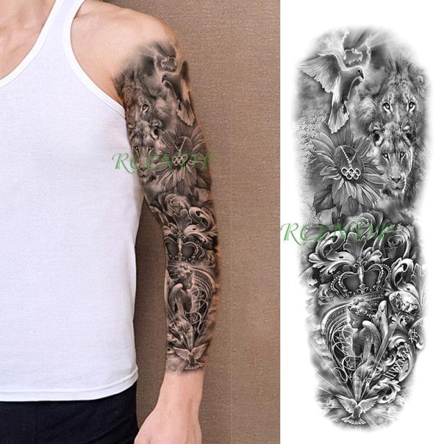 Extra Large Full Arm Leg Body Hand Waterproof Fake Tattoo Stickers Temporary Realistic Black Modern Mens Tattoo - STEVVEX Beauty - 103, 3D Tattoo, Arm Tattoo, Back Tattoo, Big Tattoo, Black Tattoos, Body Tattoo, Fashion Tattoo, Large Black Tattoo, Large Tattoo, Leg Tattoo, Lion Tattoo, Luxury Tattoo, Men Tattoo, Mens Tattoo, Modern Tattoo, Spider Tattoo, Stylish Tattoo, Tattoo, Waterproof Tattoo - Stevvex.com