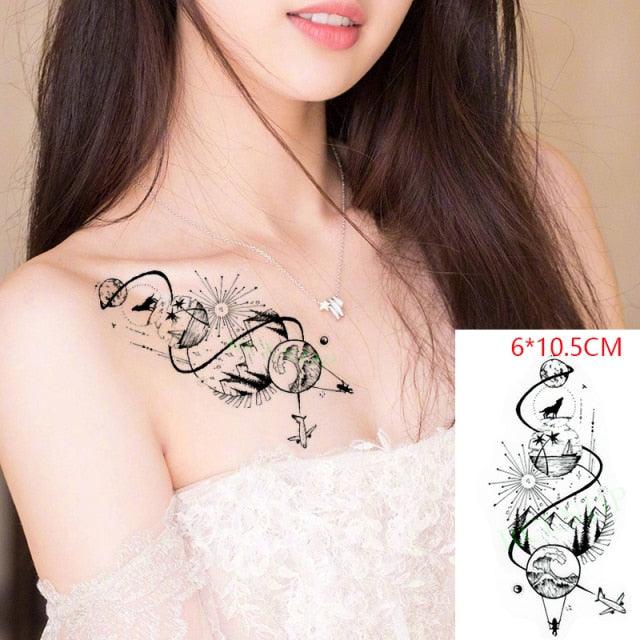 Elegant Waterproof Temporary Tattoo Sticker Cat Fox Flash Tatoo Neck Hand Modern Tattoo Stickers Butterflies Cats For Womens