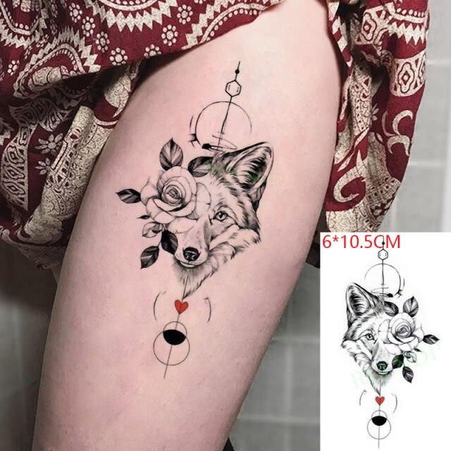 Elegant Waterproof Temporary Tattoo Sticker Cat Fox Flash Tatoo Neck Hand Modern Tattoo Stickers Butterflies Cats For Womens