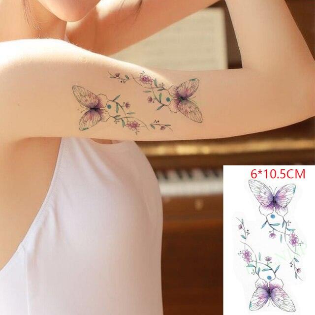 Elegant Waterproof Temporary Tattoo Sticker Cat Fox Flash Tatoo Neck Hand Modern Tattoo Stickers Butterflies Cats For Womens