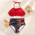 Women Summer Floral Print Swimsuit Modern Bow Swimwear Lace Up Bikini Set Bathing Suit Women Women's Bathing Suit Tie Knot Front Ruffle Bikini Set Two Piece Swimsuit