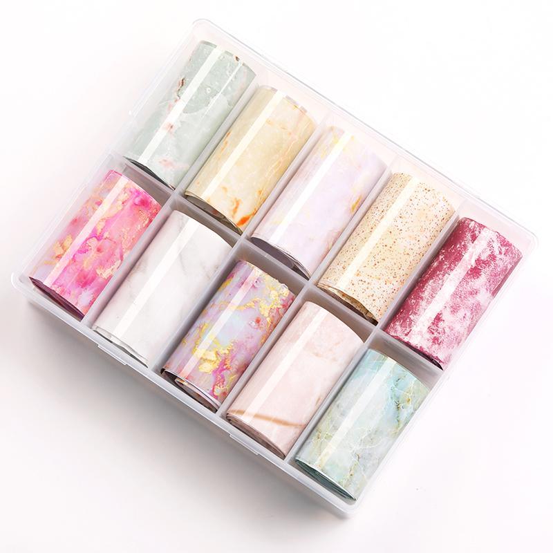 Nail Foils Marble Flower Series Iridescent Nail Art Transfer Sticker Paper Slider Nail Water Decal Design Manicures Decorations  Art Manicures Decoration New Gold Nail Transfer Foils for Nail Arts Nails Supply Holographic Effect Nail Art Foil Stickers Hol