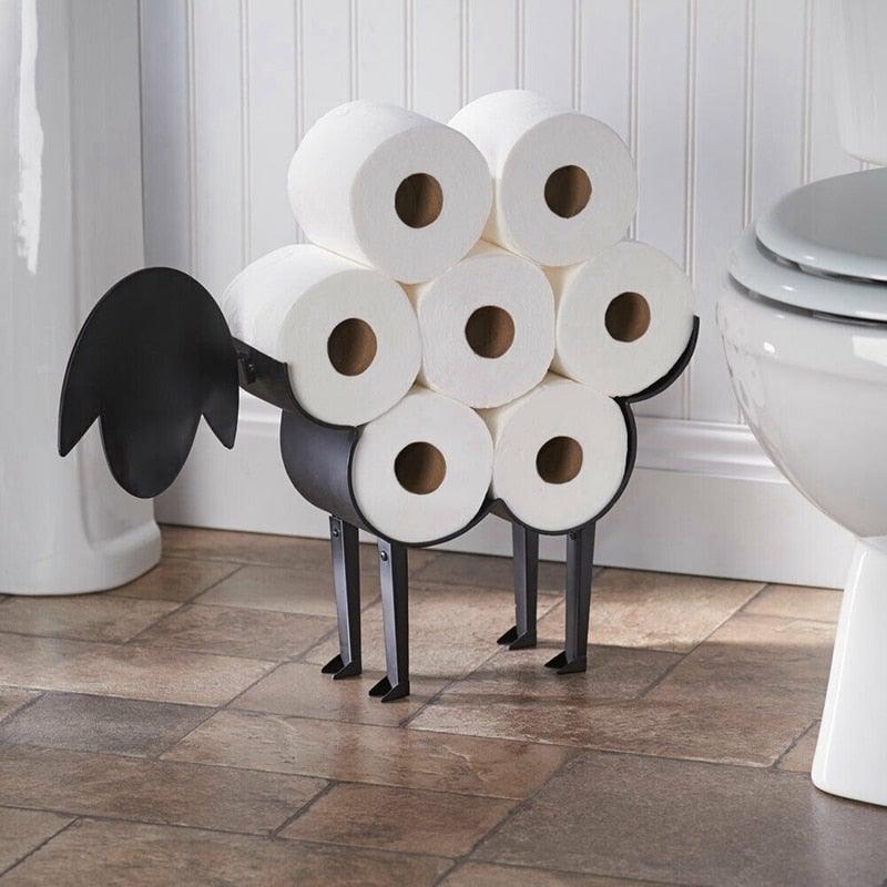 Sheep Decorative Toilet Paper Holder Bathroom Hardware Tissue Storage Toilet Roll Holder Bathroom Accessories Iron Paper Storage Sheep Toilet Paper Roll Holder  Metal Wall Mounted  Free Standing Bathroom Tissue Storage