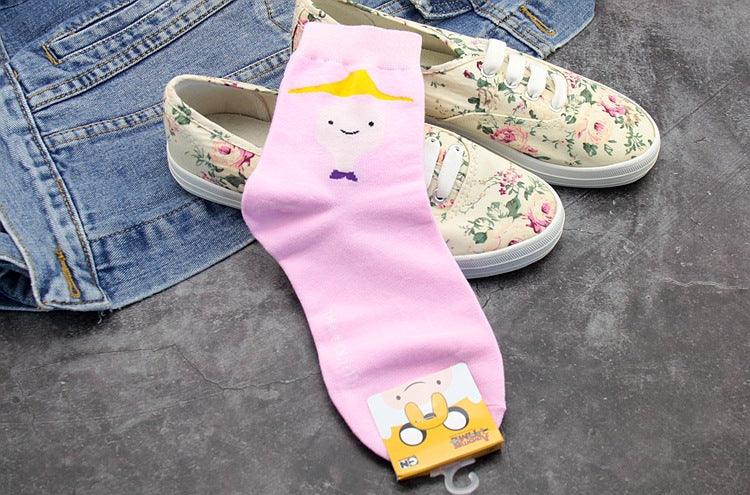 Anime Adventure Time Sock Women Cartoon Cute Socks Ice King Lumpy Space Princess Fun Autumn Winter Yellow Cotton Socks Warm Socks For Men And Women