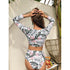 Surfing Swimsuit For Women Bikini Long Sleeve Swimwear Tiger Print Push Up Summer Bath Suit Two Piece Surfing Rash Guard Bikini Long Sleeve Swimsuit Set