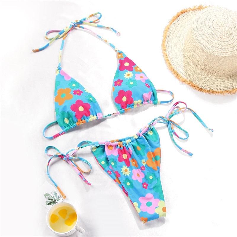 Bikini Swimsuit Solid Color Bikini Set  Swimwear Bathing Suit Women Bikinis String Beach Women Two Piece Bikini Swimsuit Bathing Suits Halter Triangle Tops String Bikini Sets