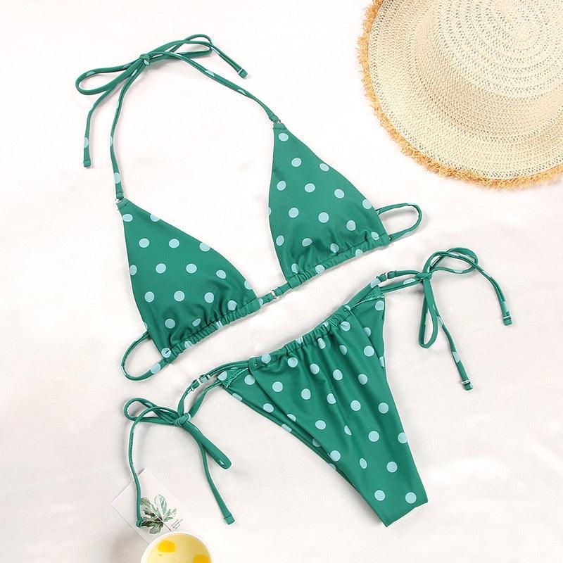 Bikini Swimsuit Solid Color Bikini Set  Swimwear Bathing Suit Women Bikinis String Beach Women Two Piece Bikini Swimsuit Bathing Suits Halter Triangle Tops String Bikini Sets