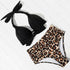 Women Leopard Print Swimsuit Women's Bikini One Shoulder Top High Waist Bottom Two Piece Swimsuits Women Push Up Bikini Set One Shoulder Beachwear Summer Leopard Bathing Suit High Waist Swimwear For Women