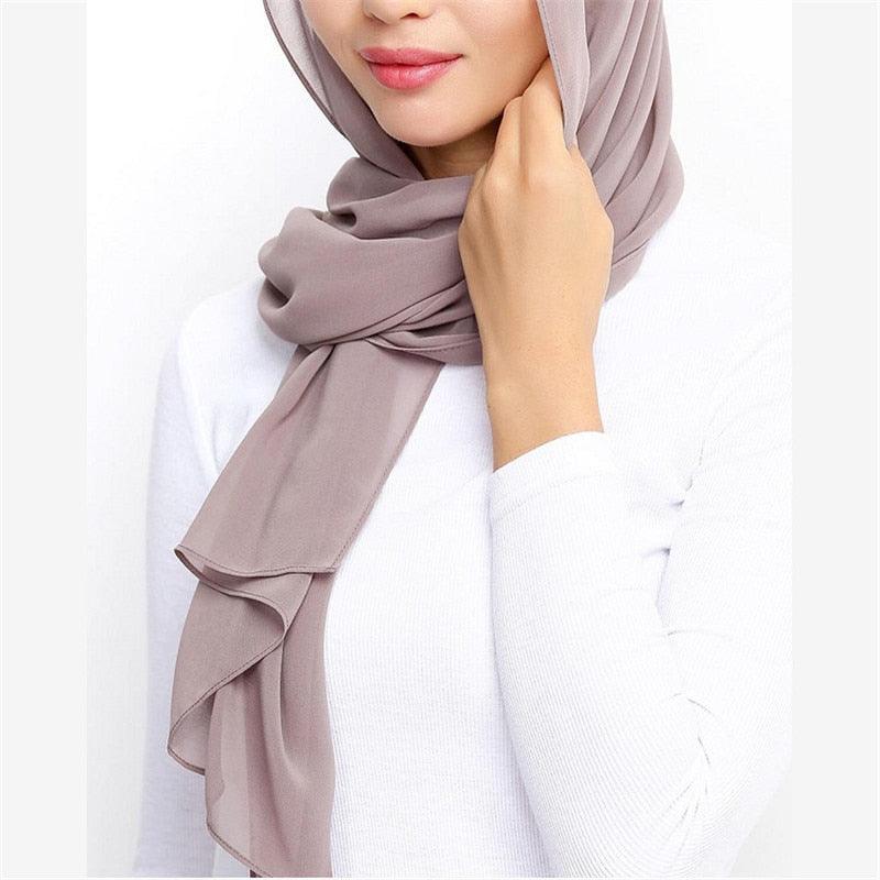 Long Lightweight Soft Solid Color Chiffon Scarfs Muslim Headscarf Hijab Scarf Shawls Wraps Hijab For Women 70*180cm