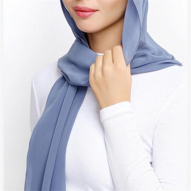 Long Lightweight Soft Solid Color Chiffon Scarfs Muslim Headscarf Hijab Scarf Shawls Wraps Hijab For Women 70*180cm