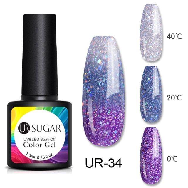 Luxury Modern Elegant Colorful Diamond Gel Nail Polish UV Temperature Color Changing Elegant Fashion Rainbow Colors For Womens