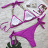 Luxury Purple Halter Crystal Diamond Bikini Female Swimsuit Women Swimwear Rhinestone Bikini Set Bathing Suit Women's Swimwear Rhinestone Halter Low Waist Tie Side Bikini Set 2 Pieces Crystal Diamond Swimsuit