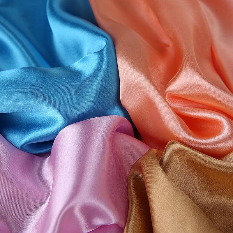 Luxury Long Soft Square Silk Scarves Lightweight Elegant Satin Silk Soft Head Wrap Escharpe Hijab Scarf Muslim Female Silky Shawls Wrap Hair Head Scarves Bandanna For  Women 90*90cm